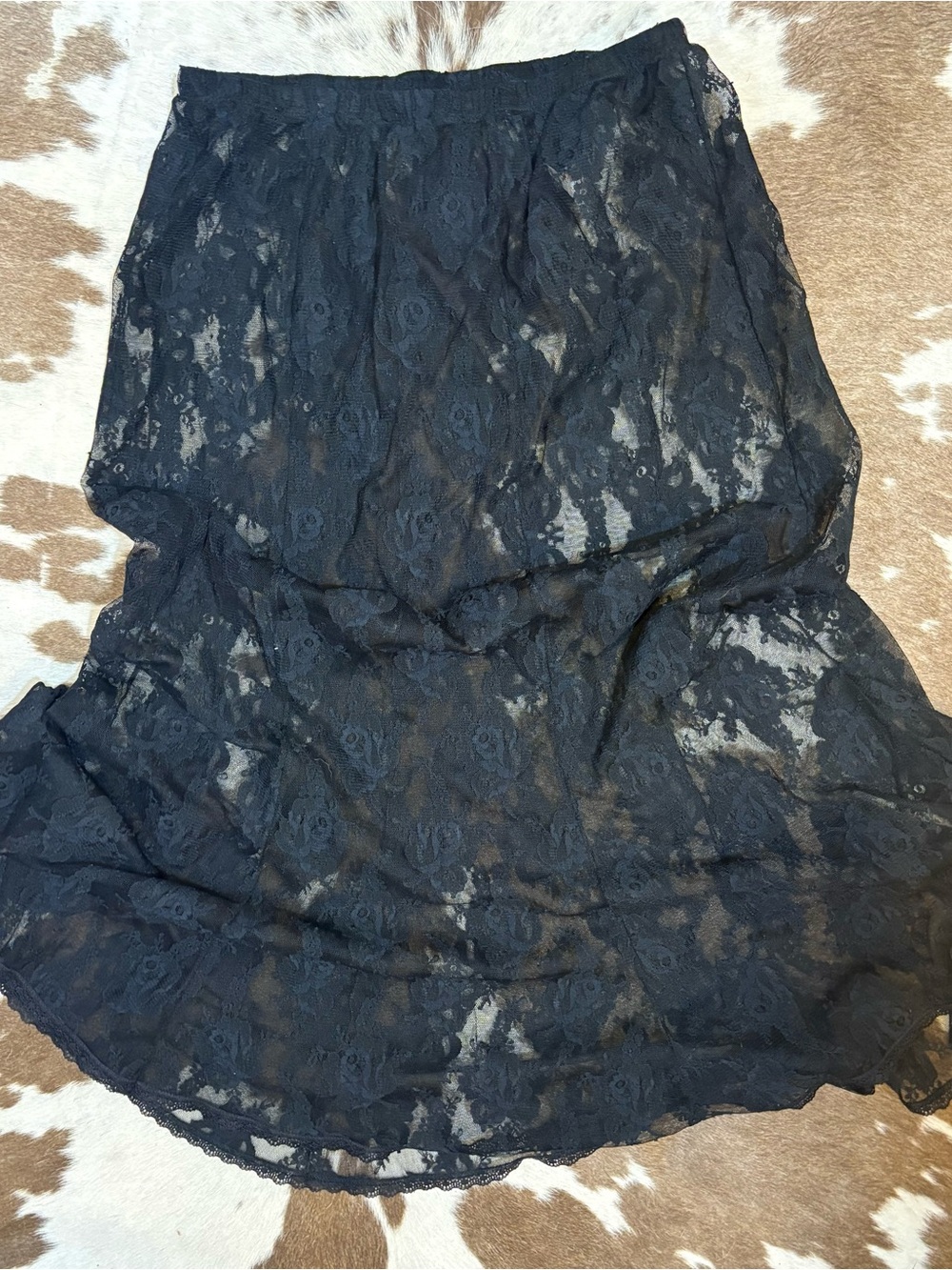 Vintage Black Lace Maxi Skirt